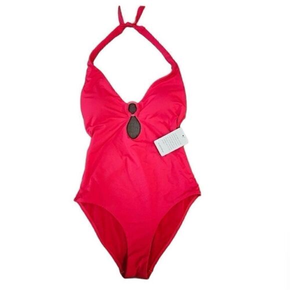 Sea level Swim NWT Eco Essentials Keyhole Halter One
Piece in Red Size 12 - Picture 9 of 11